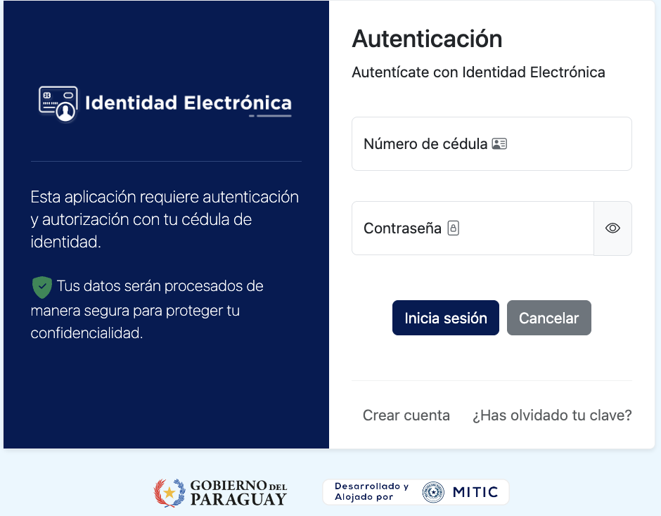 Ingresar con Identidad Electrónica